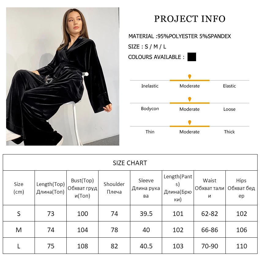 

Hiloc Knitting Robe Sets Flare Trouser Suits Warm Velvet Velour Pajamas Set Bathrobe For Women Pajama Loose Set Woman 2 Pieces