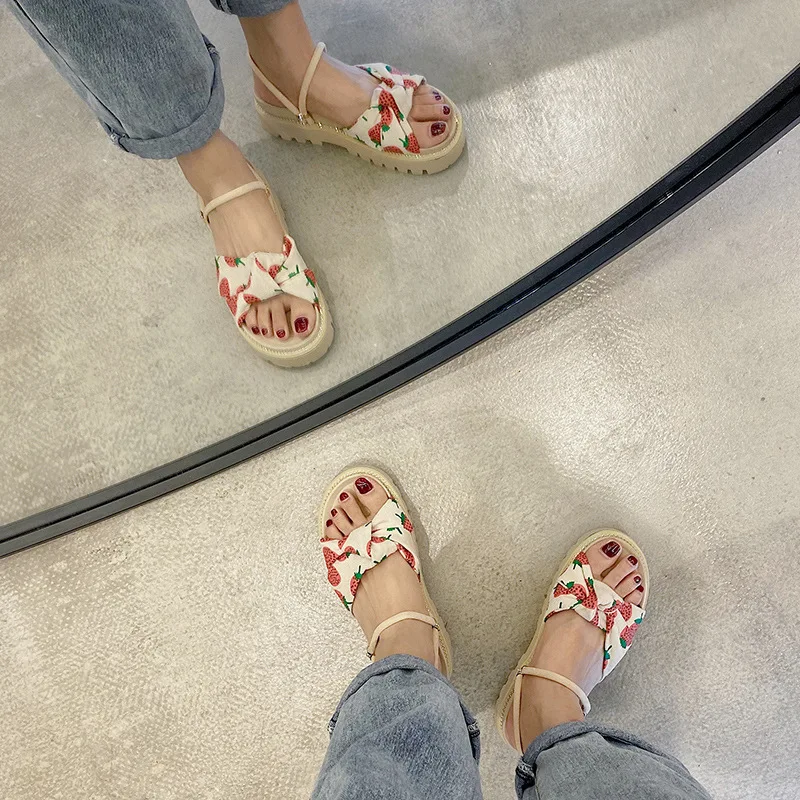 

Muffins shoe Sandals Elastic Band Clear Heels Med Two Weare Beach Shoes 2021 Summer Clogs Wedge Flat Slip-on Medium Fashion Comf