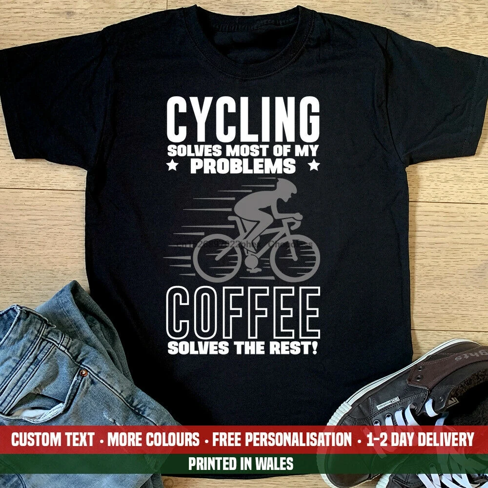 Катание на велосипеде решает большинство моих проблем футболка Забавный Кофе