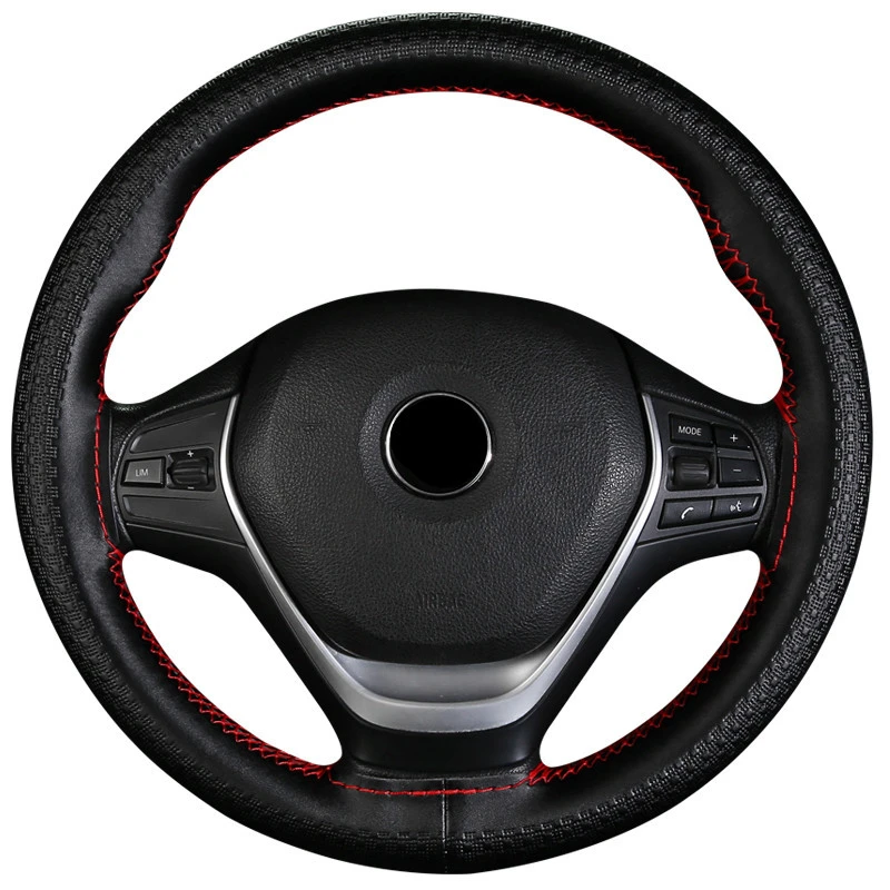 Оплетка на руль кожаный чехол с тиснением всесезонный Универсальный автомобиля