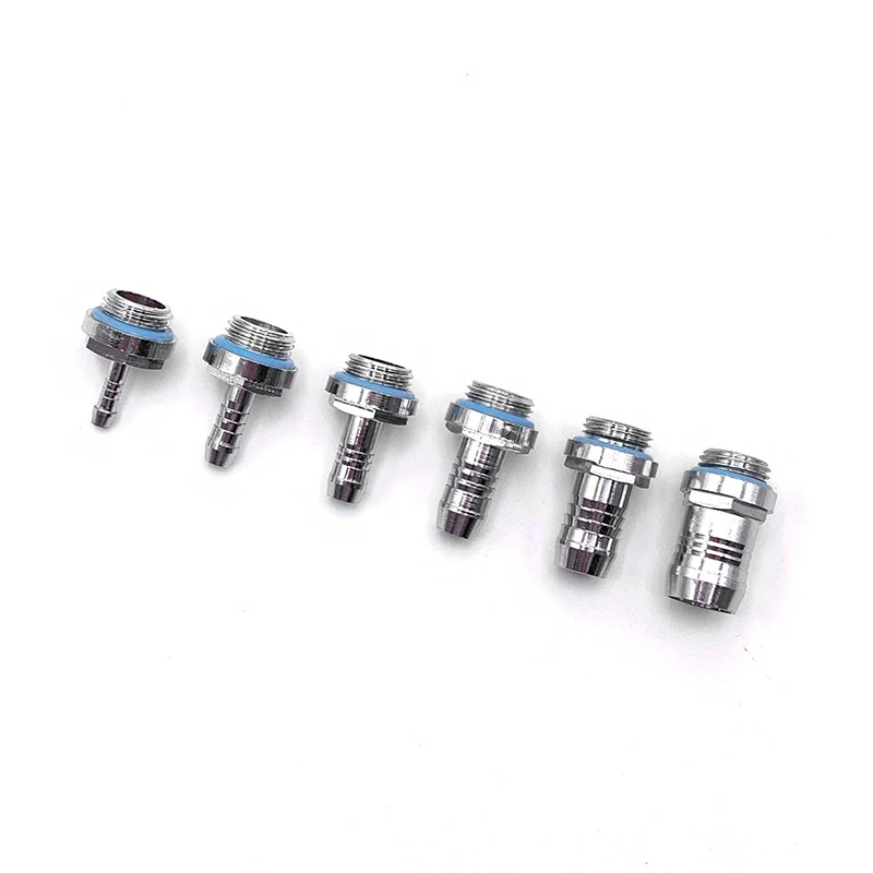 

6Pcs Barb-Fitting PC Water Cooling Two-Touch Fitting G1/4 Thread Barb Connector for Tube 4mm/6mm/7.2mm/ 9mm/ 11mm/ 14mm Diameter