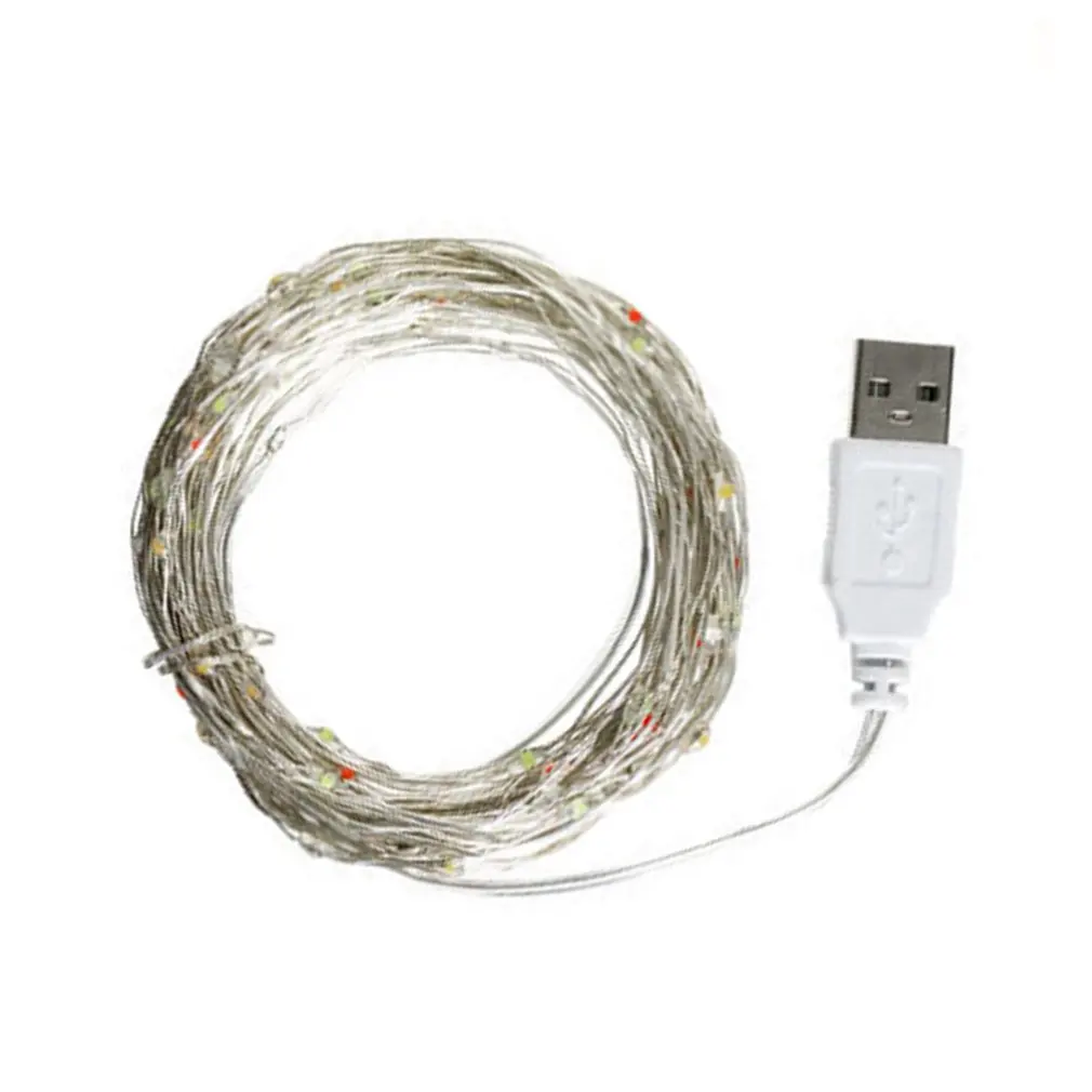 10 м 100 Светодиодная Праздничная гирлянда из светильник шнура Usb с пультом дистанционного управления Управление светильник строка Серебряная линия светильник Строка Рождество отделанные маленькой клеткой в стиле светильник s