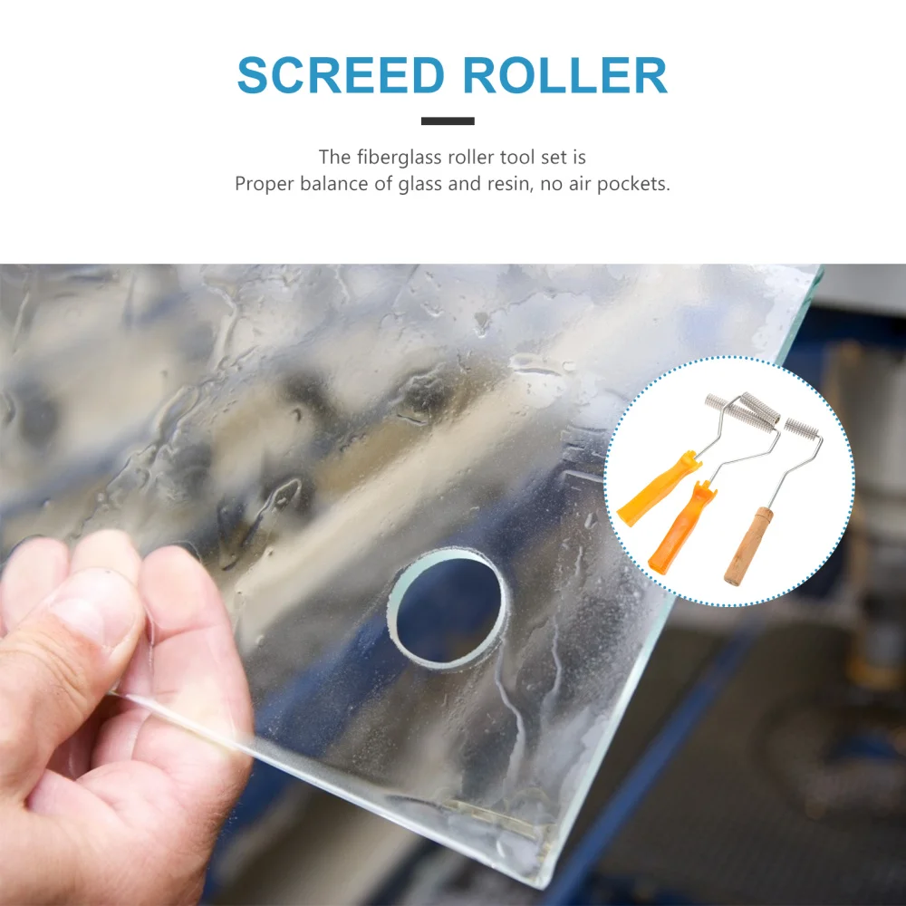 

1 Set 3Pcs Fiberglass Bubble Rollers Practical Cement Rollers (Silver)