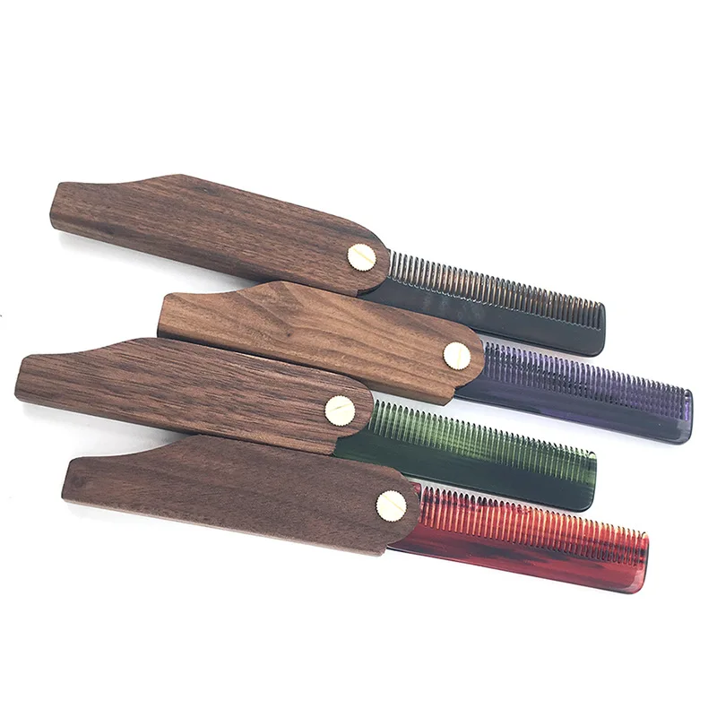 

Natural 4 Color Walnut Fold Comb Hair Comb For Unisex Beard Care Anti-Static Wooden Comb Hair Care Tools Hair Brush 1 Pc
