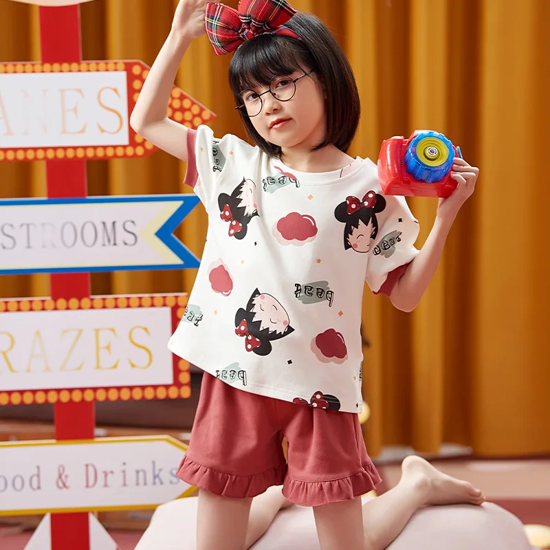 

Doraemon Summer Kids Pajamas Sets Girls Sleepwear Pyjamas Children's Pajamas Suit Baby Girl Clothes Short Sleeve Girls Pijamas