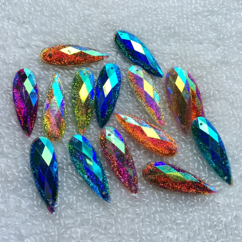 20 шт. 10*30 мм блестящие 3d наклейки из смолы с плоской задней стороной 2 отверстия