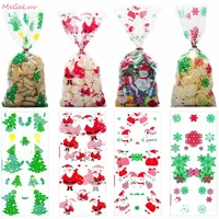 50pcs xmas self adhesive cookie packing plastic bags christmas cellophane party bags treat candy bag festival party favor gift