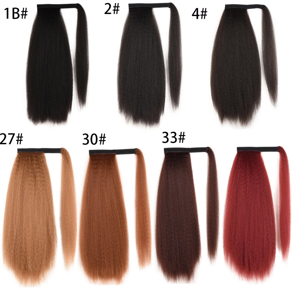 

22 Inch Drawstring Ponytail Hair Extension Clip Synthetic Afro Kinky Straight Ponytail Hairpieces With Elastic Band Comb