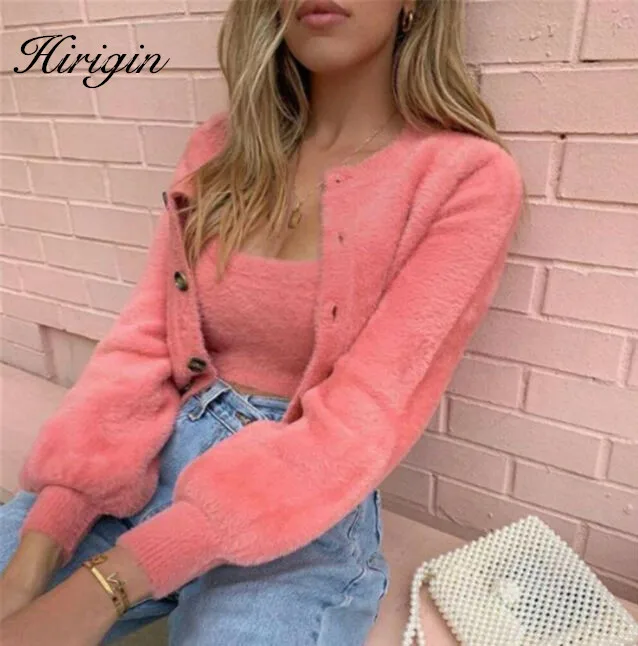 Комплект женский из двух предметов теплый пушистый пиджак с длинным рукавом и