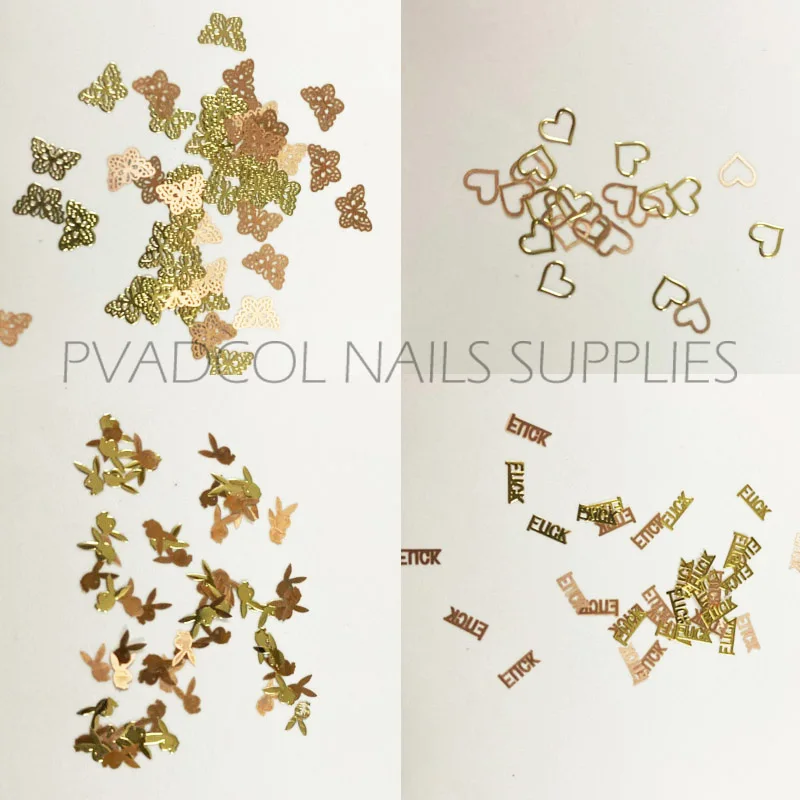 Бабочка сука металлические ногти блестки формы микс Набор ногтей шармы Маникюр