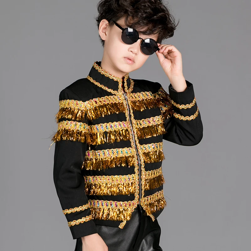 2020 костюмы для танцев в стиле хип-хоп детское черное пальто брюки мальчиков