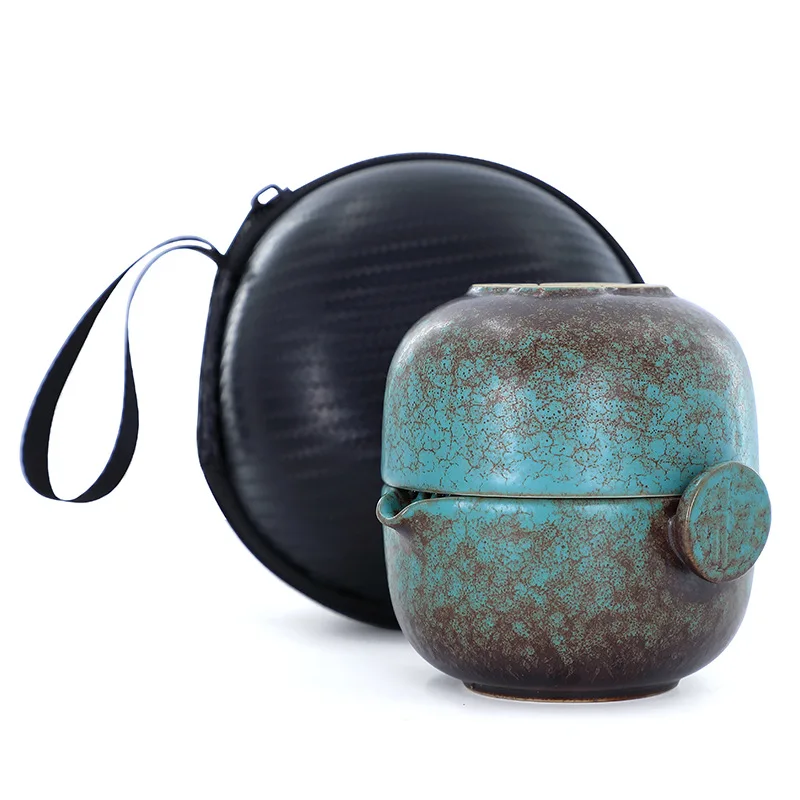 

Set of ceramic travel kungfu tea set Simple tea brewing set for outdoor tourism Express cup Tea set suit