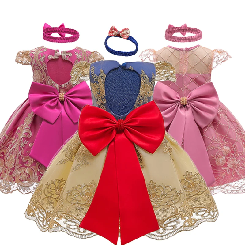 Платье для маленьких девочек летние вечерние платья с бантом новорожденных на 0 1