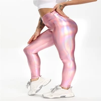 new colorful laser skin elastic running exercise body building yoga pants leggings female 1275