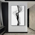 Абстрактная Минималистичная креативная картина потока дыма, постеры и печать на холсте, уникальные художественные настенные серые картины для гостиной, спальни