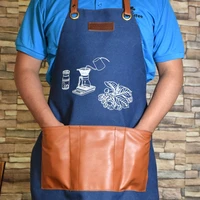 creative canvas aprons for coffee barista solid color high end denim apron work gifts kitchen coffee shop apron