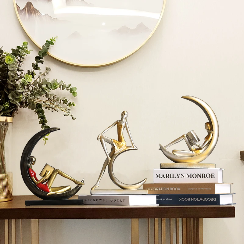 

Art ornaments Nordic simple reading girl desktop decoration TV wine cabinet study office furnishings