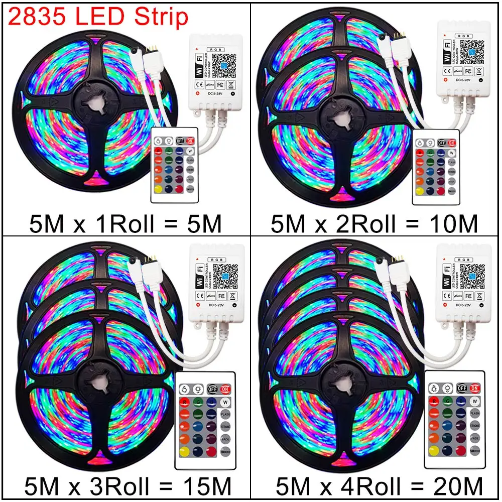 Цветная (RGB) Светодиодные ленты s 12V 20 м поводок со светодиодными лампочками для - Фото №1