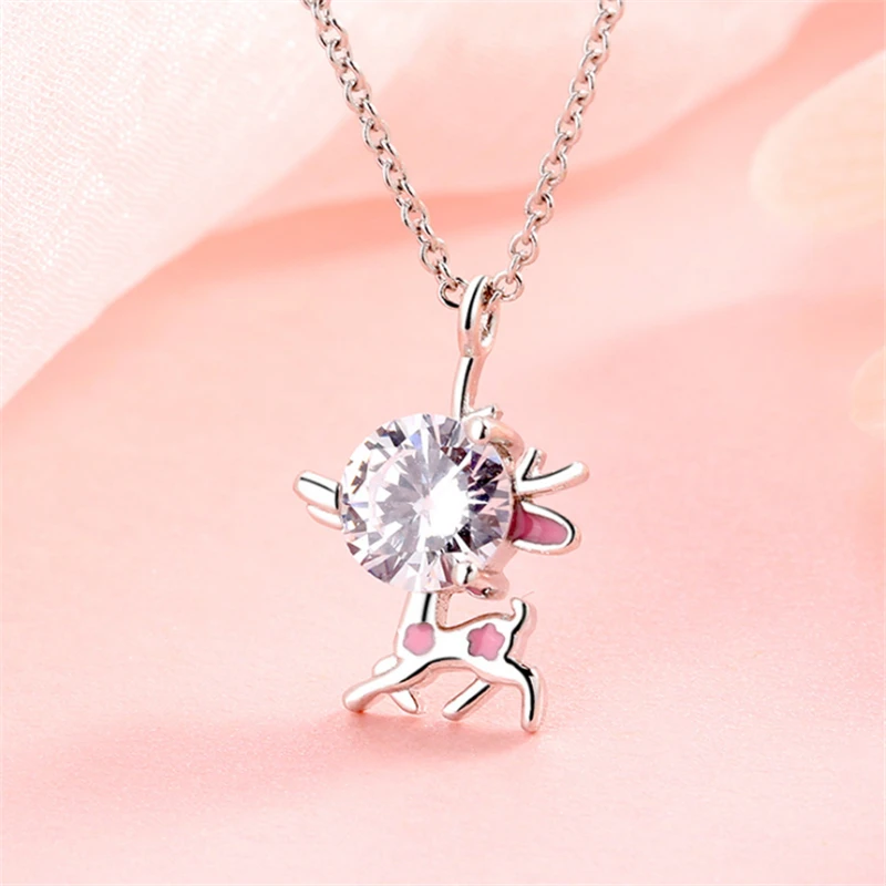 Новое поступление 2019 милое забавное ожерелье с кулоном в виде лося для женщин