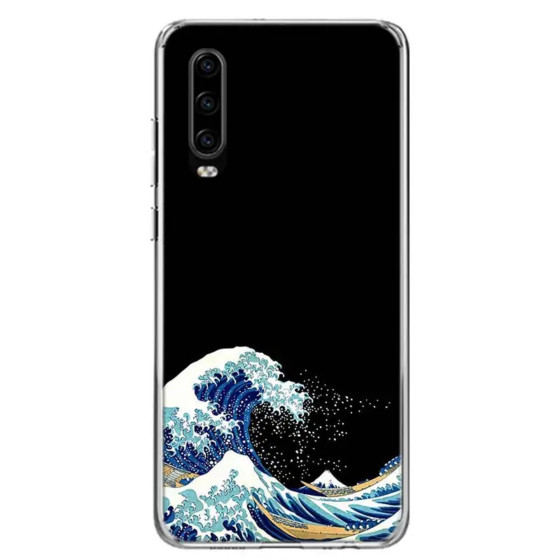 hot wave art japanese green illust phone case for huawei p30 p20 p40 p50 mate 40 30 20 10 pro p10 lite customized gift coque free global shipping