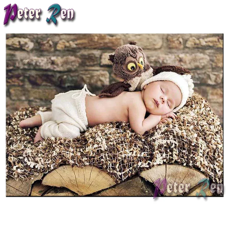 

5d Sleeping baby and owl Diamond Painting diamond Embroidery Square/round Mosaic Picture Rhinestone Handmade children's gifts