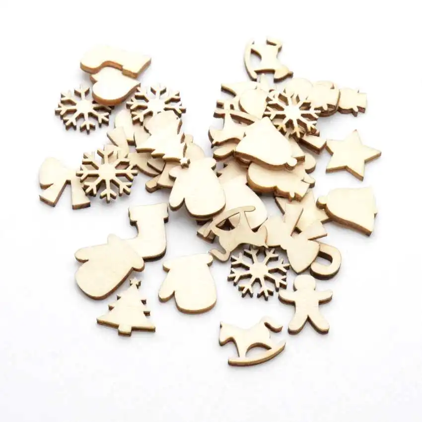 Лучшее качество 50 шт деревянные украшения для скрапбукинга рождественские