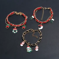 trendy christmas present ornament hand chain christmas tree bell snowman elk santa alloy multi layer bracelet female boy girls
