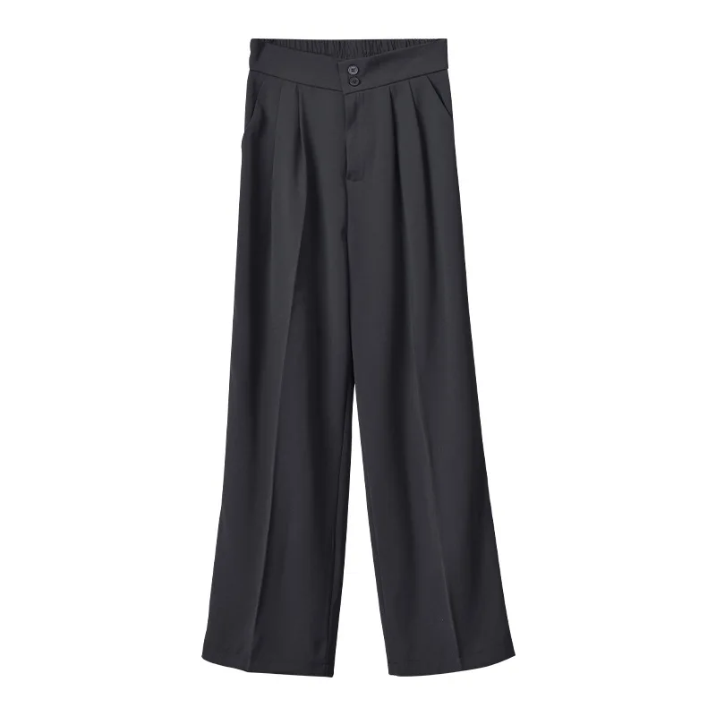 

TVVOVVIN Loose Wide Leg Pants Casual Women's 2021 Spring New Korean Simple Pleated High Waist Trousers KSR0