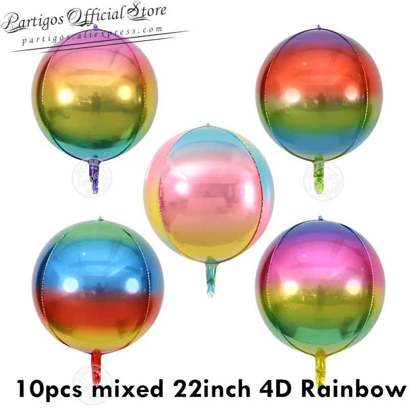 10pcs Mixed Rainbow 20 штук, 22 дюйма, 4D шары для дискотеки, металлические шары, Лазерная Фольга, воздушный шар, Свадебный декор, 80 s, 90 s, Ретро стиль, популярные вечерние шары, декор в стиле рок-н-ролл - Цвет: 10pcs Mixed Rainbow