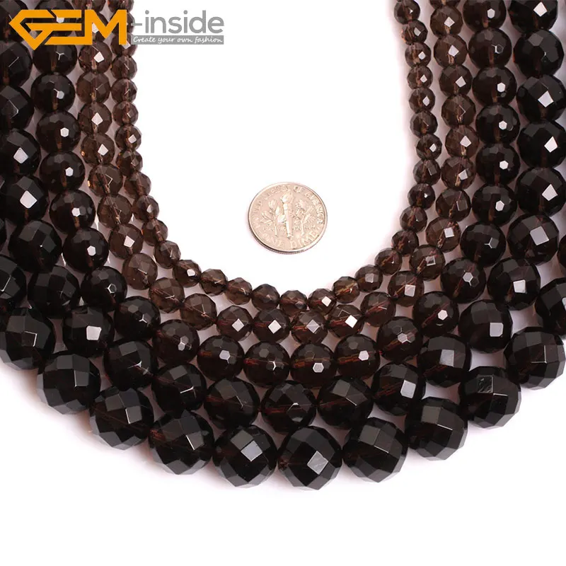 Круглый натуральный граненый дымчатый кварц класса AAA бусины для изготовления