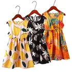 Хлопковое пляжное платье с цветочным принтом, для девочек 2-14 лет