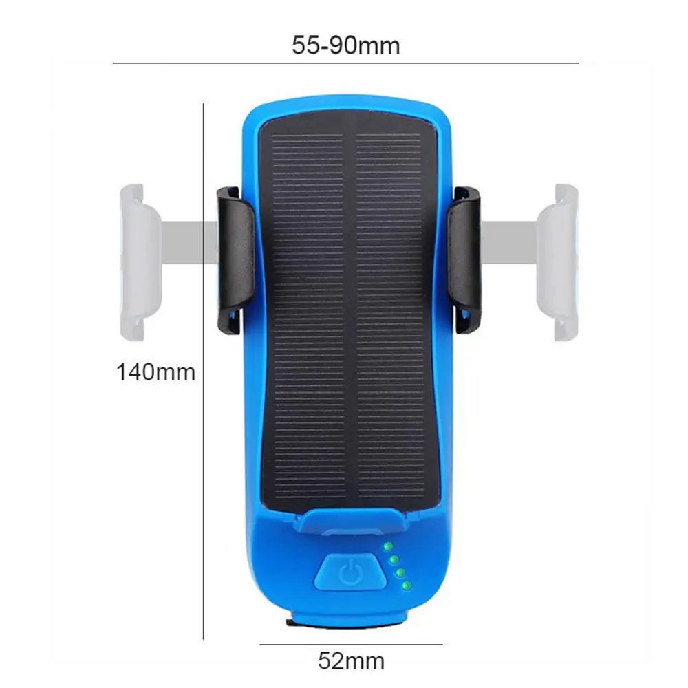 

Solar Powered Bicycle Headlight 2 LED USB Rechargeable LED Bike Light With Horn Handlebar Phone Holder Cycling Accessories