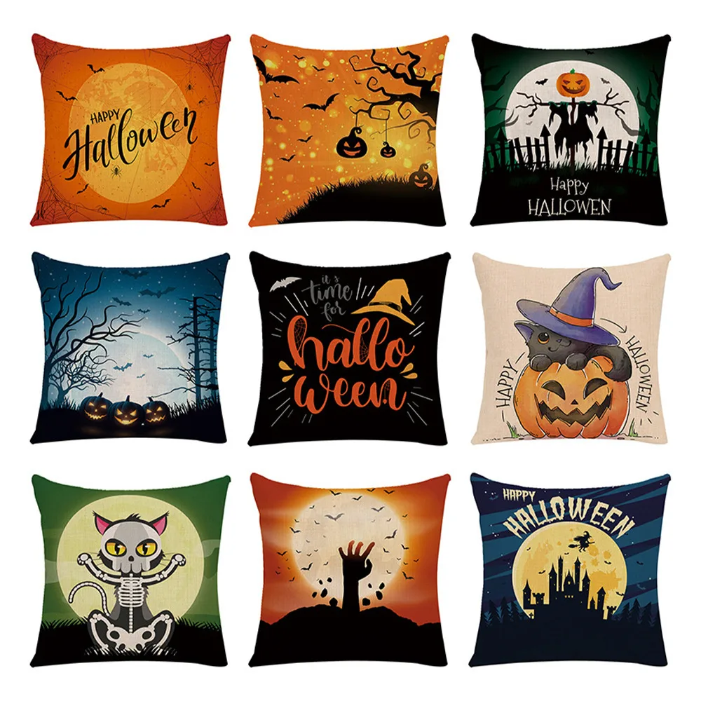 

Halloween Cartoon Pillowcase Home Decoration Bat Pumpkin Horror Party Halloween Supplies Halloween Sofa Car Cushion Cover