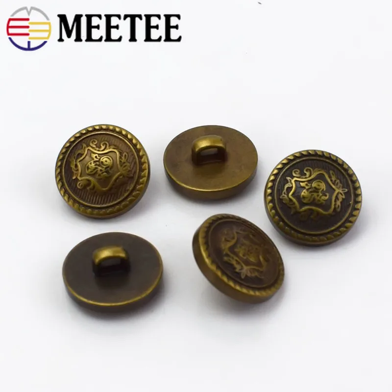 Meetee 50 шт. 12 5-25 мм пластиковые бронзовые круглые пуговицы с хвостовиком пальто