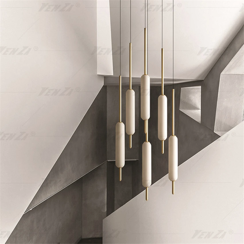 

Подвесной светильник в скандинавском стиле, длинная лампа с прямым стержнем для столовой, гостиной, лофта, аксессуары для украшения дома, ос...