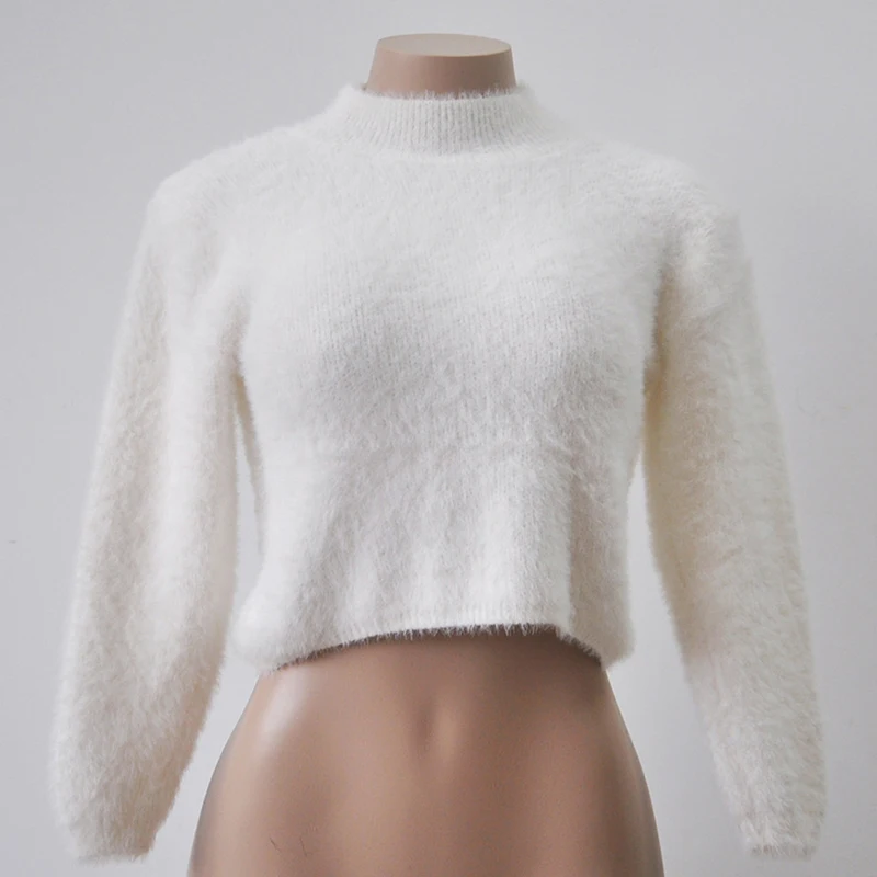 Пушистый свитер пушистый меховой корейский кашемировый женский зимний теплый