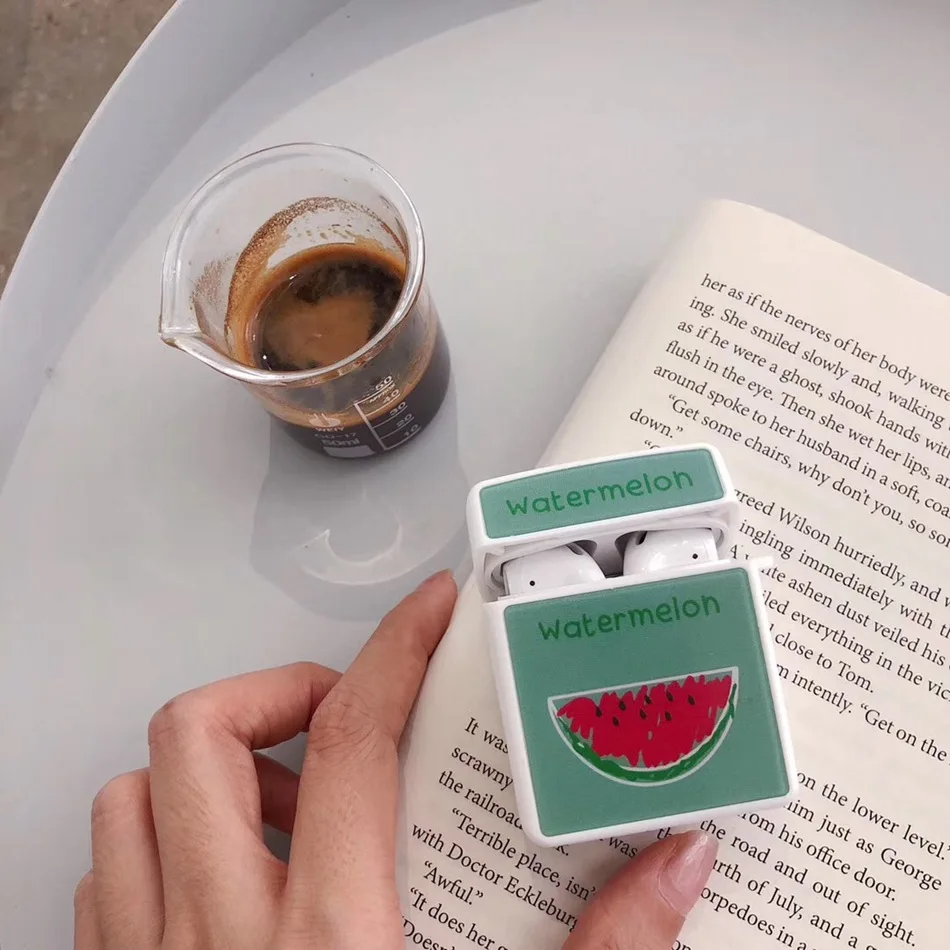 Watermelon Для AirPods случае 3D мультяшный наушник чехол для Apple Airpods 2 забавные интимные аксессуары защитную крышку с палец кольцо ремень - Цвет: Watermelon