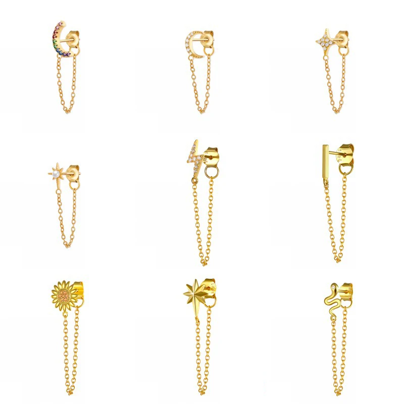 ROXI 925 Sterling Silver Statement Earrings Geometric Bar Daisy Star Snake Earrings For Women Hanging Dangle Earring Drop Earing images - 6