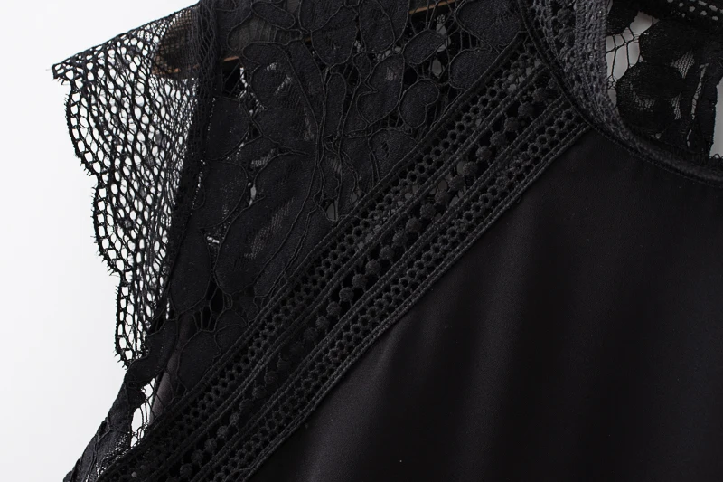 Женское шифоновое платье-рубашка с кружевной вышивкой Za однотонное элегантное