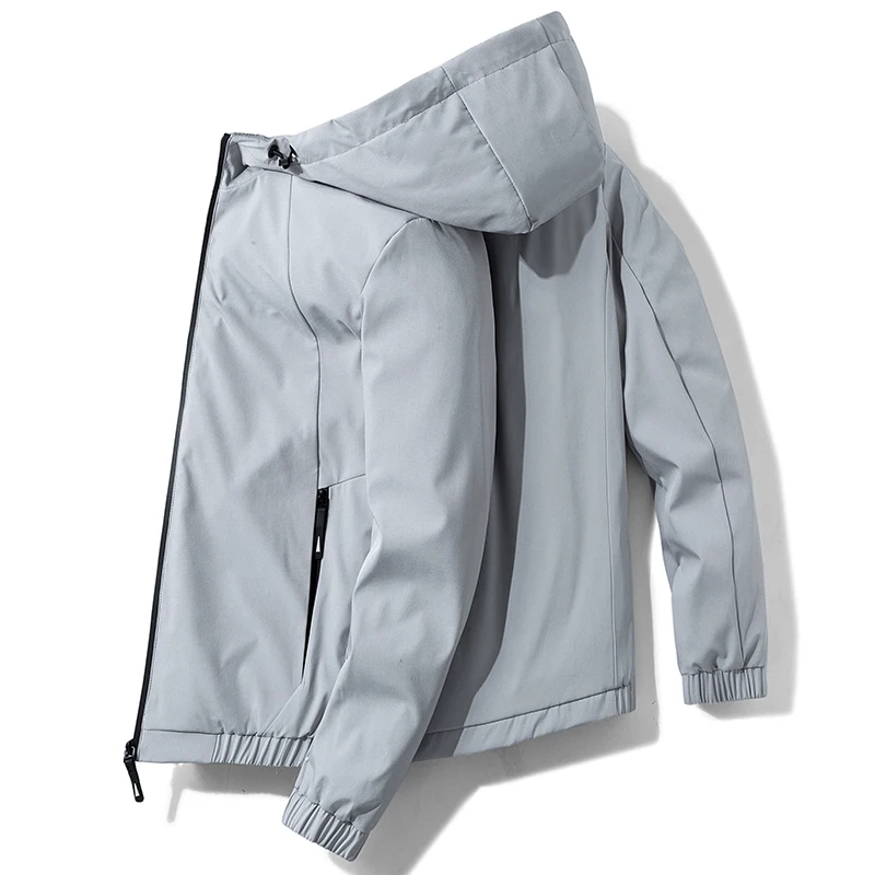 

Мужская куртка, новинка 2020, облегающая куртка большого размера на молнии с карманами и капюшоном, повседневная мужская куртка