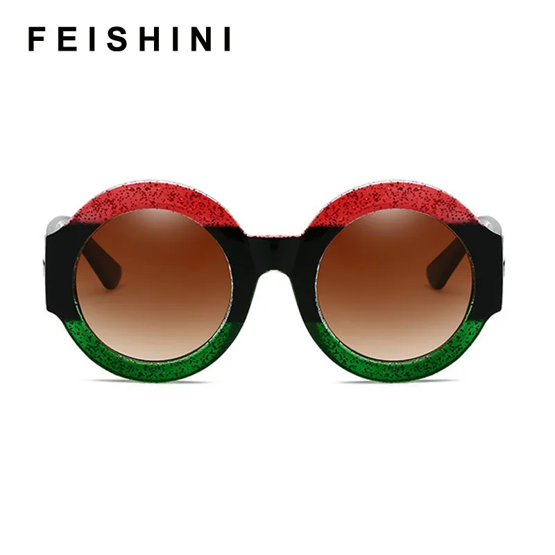 Брендовые роскошные солнцезащитные очки FEISHINI женские модные круглые большие
