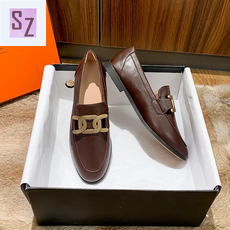 

2021 New Round Toe Flat Shoes Women's Side Buckle Baotou Half Slippers Women's Outer Wear Mary Jane Shoes Womans Shoes