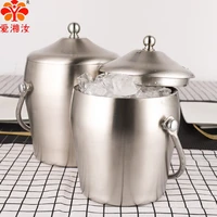 aixiangru european stainless steel double layer ice bucket cube bucket scrub handband cover insulation bar wine champagne barre