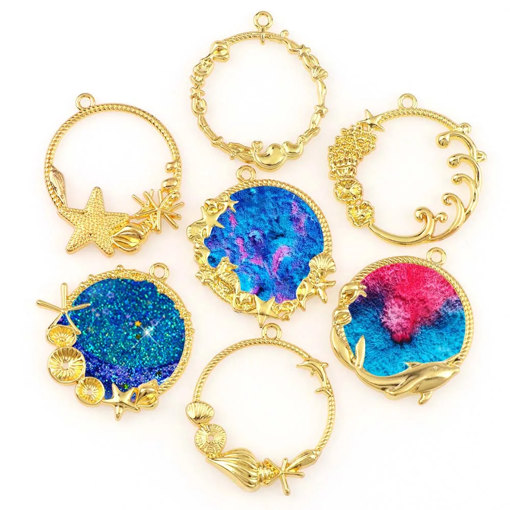 Очаровательная подвеска из УФ-смолы планет ракет луна цветок рыба золотого цвета