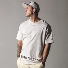 Футболка мужская оверсайз из хлопка, Спортивная тренировочная тенниска с коротким рукавом, повседневная майка для спортзала, бега, фитнеса