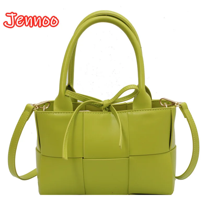 

2021 New Texture Woven Bag Fashion Fluorescent Green Single Shoulder Bag Female Tote Bag Underarm Bag Purses and Handbags