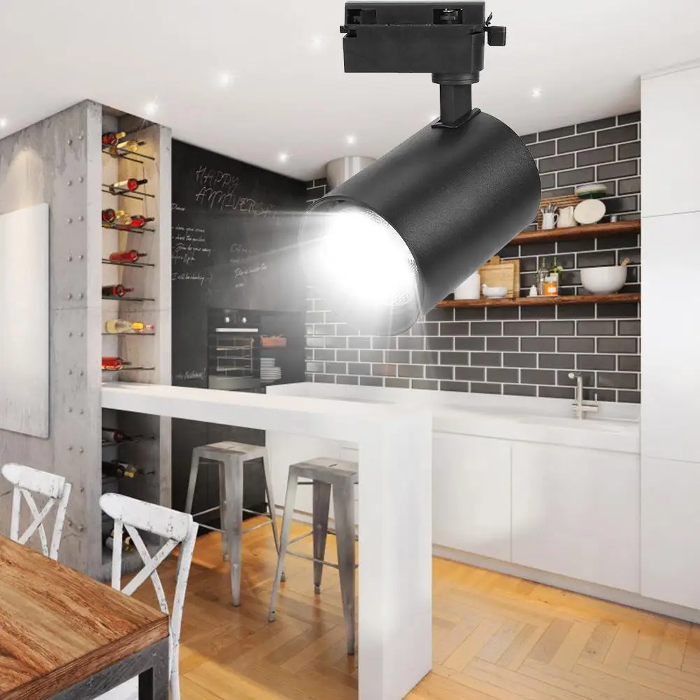 

220V Dimmable LED Track Lamp Spotlight Efficient Heat Dissipation Anti-glare Lens Aluminum Shop Office Bar Home Rail Lights