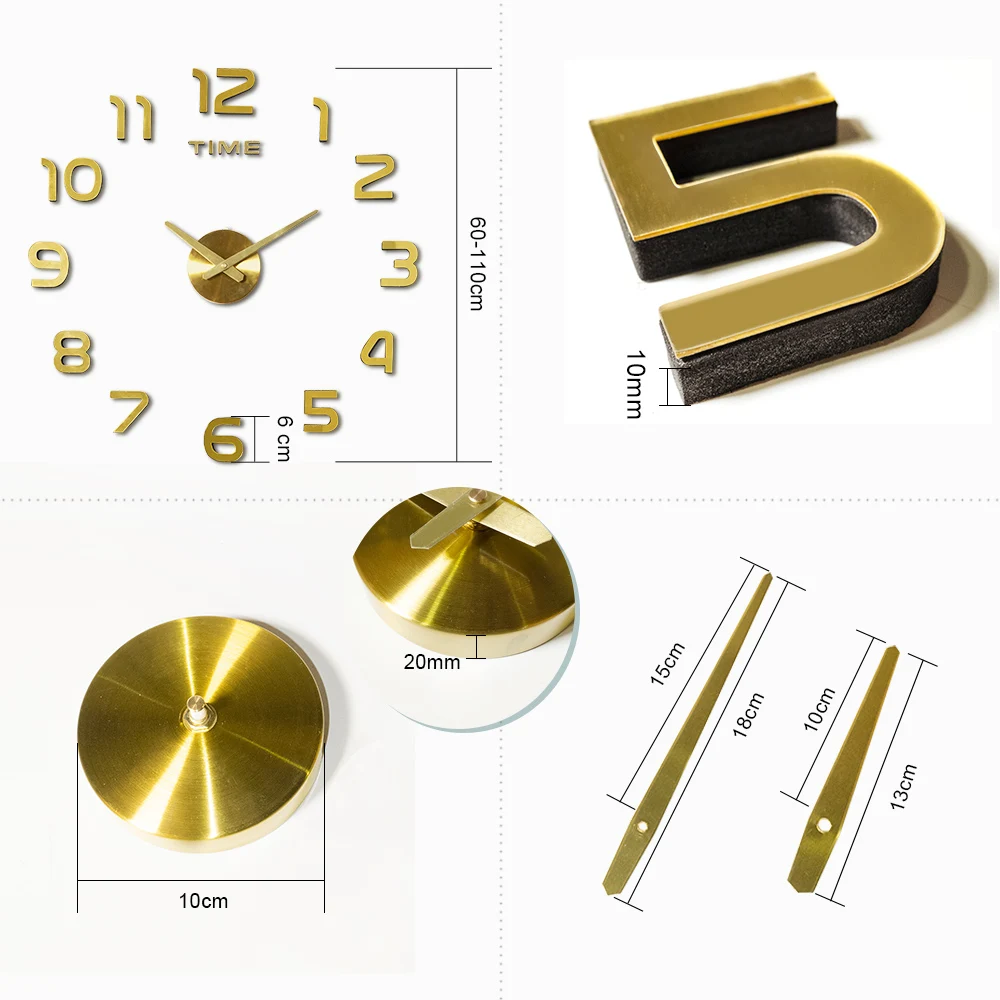 

DIY 12v Digital Large Wall Clock Home Decoration Mirror Wall Clock Sticker Vinyl Modern Design Clock on The Wall for Living Room
