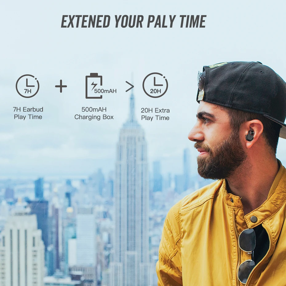 Беспроводные наушники UTRAI Bluetooth 5,0 Ture, беспроводные стерео наушники, гарнитура TWS HIFI, бас с микрофоном, Спортивная игровая гарнитура