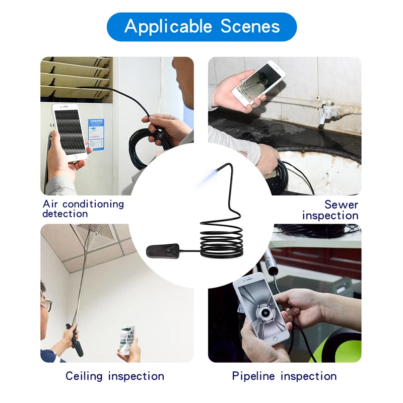 Antscope 1080P HD телескопическая Wifi эндоскоп камера 5 мм полужесткая змея USB бороскоп IOS
